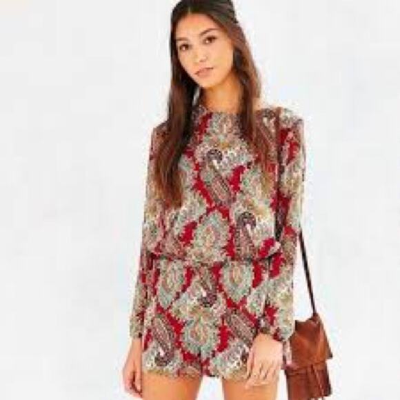 Urban Outfitters by Lucca Open Back Shorts Romper Paisley Small - Picture 1 of 10